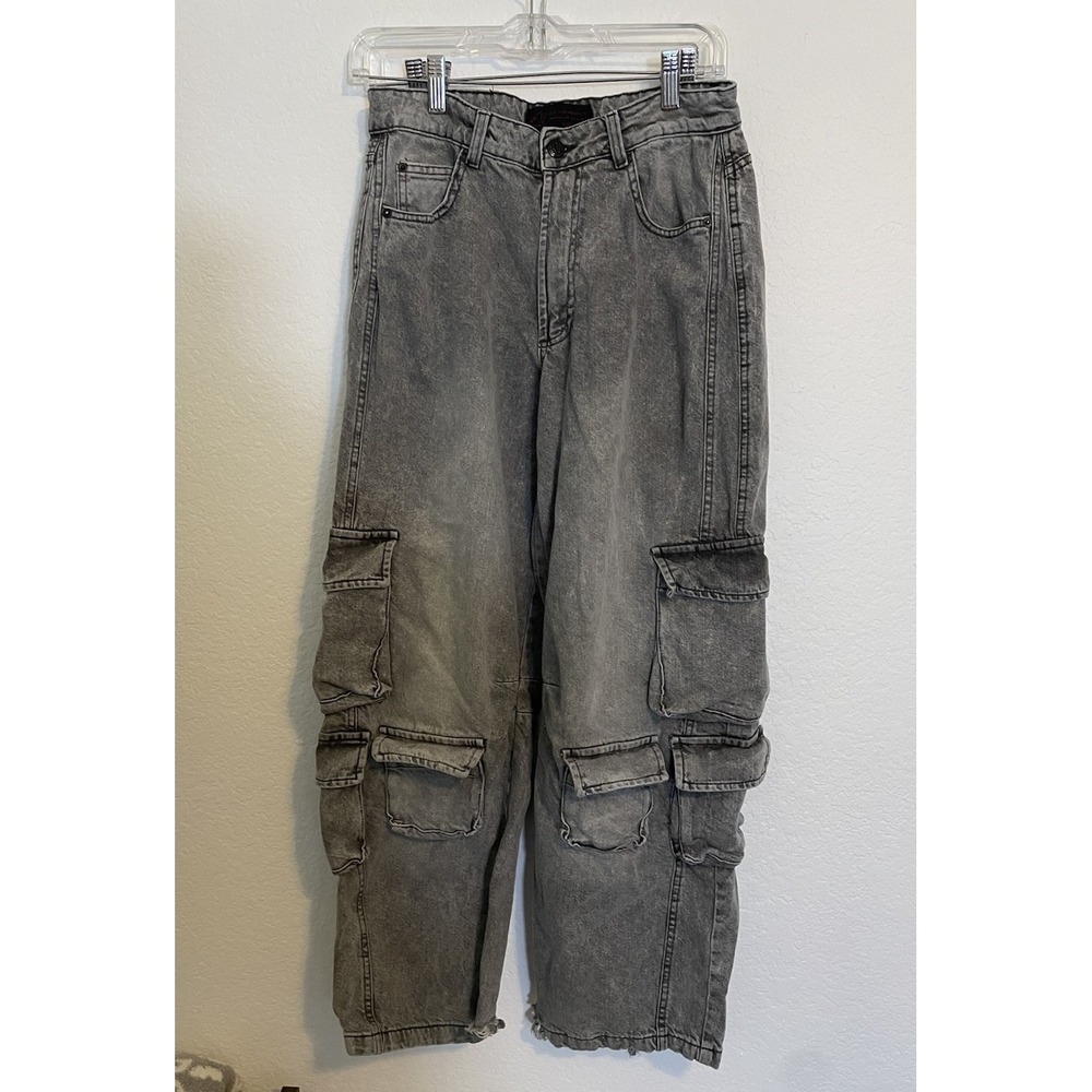 Love For Humanity Cargo Gray Jeans Women's  5/27 Thrashed Y2K Grunge Street Wear